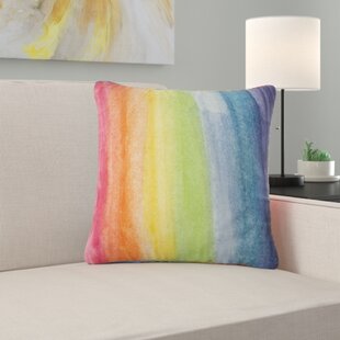 16x16 Multicolor Kismet Designs Elephant Pattern Rainbow Colors Throw Pillow