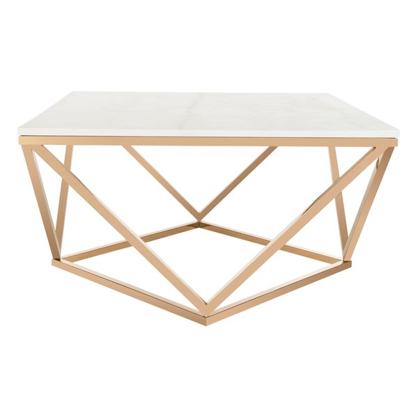 Safavieh Couture Home Aphrodite Gold Stainless Steel and Marble End Table 