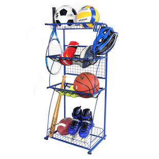 Made of Sturdy Iron Black ANTOPY Sports Equipment Storage Rack Garage Ball Storage Rack Wall Mount Sports Gear Organizer with Hooks Basketball Football Holder Shelf Adjustable Rod 2 Racks