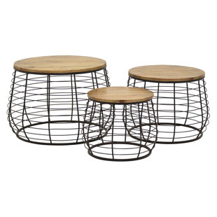 Isabeau Metal / Wood 3 Piece Nesting Tables by 17 Stories Savings