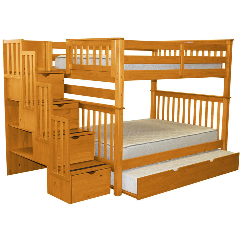 Tena Stairway Full Over Full Bunk Bed With Trundle And Drawers