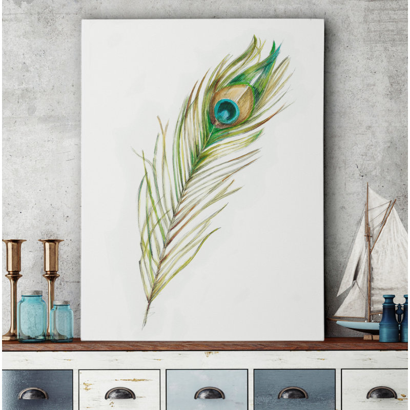 World Menagerie Peacock Feather Ii Watercolor Painting Print On