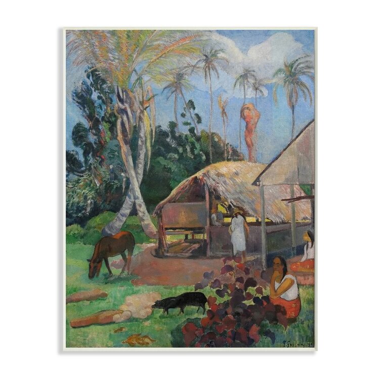 16 x 20 Stupell Industries Village Farm Native Figures Classic Painting Canvas Design by Paul Gauguin Wall Art 