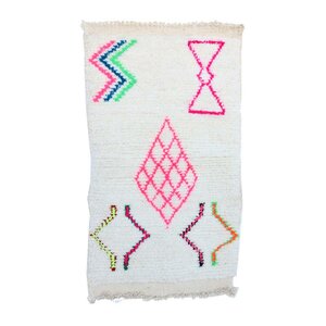 Beni Ourain Moroccan Hand Knotted Wool White/Pink Area Rug
