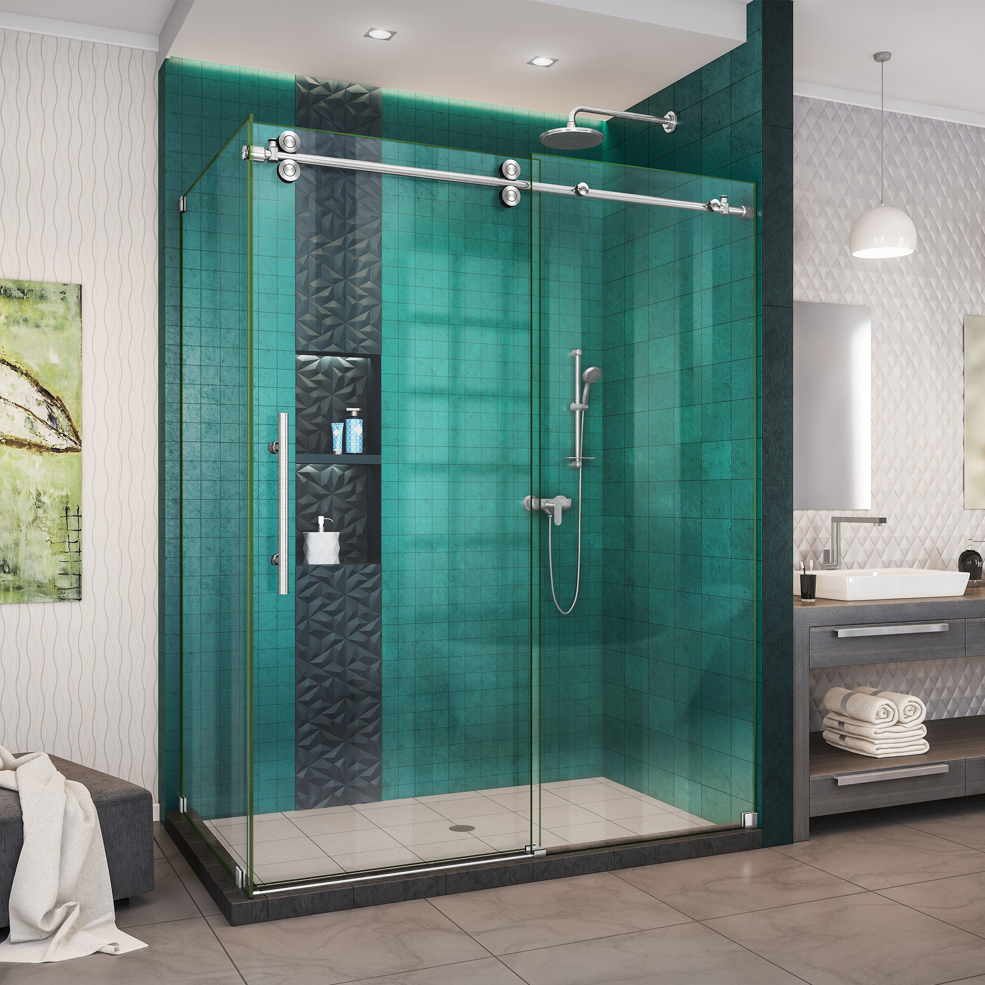 Dreamline Enigma Xo 54 X 76 Single Sliding Frameless Shower Dreamline Enigma Xo 54 X 76 Single