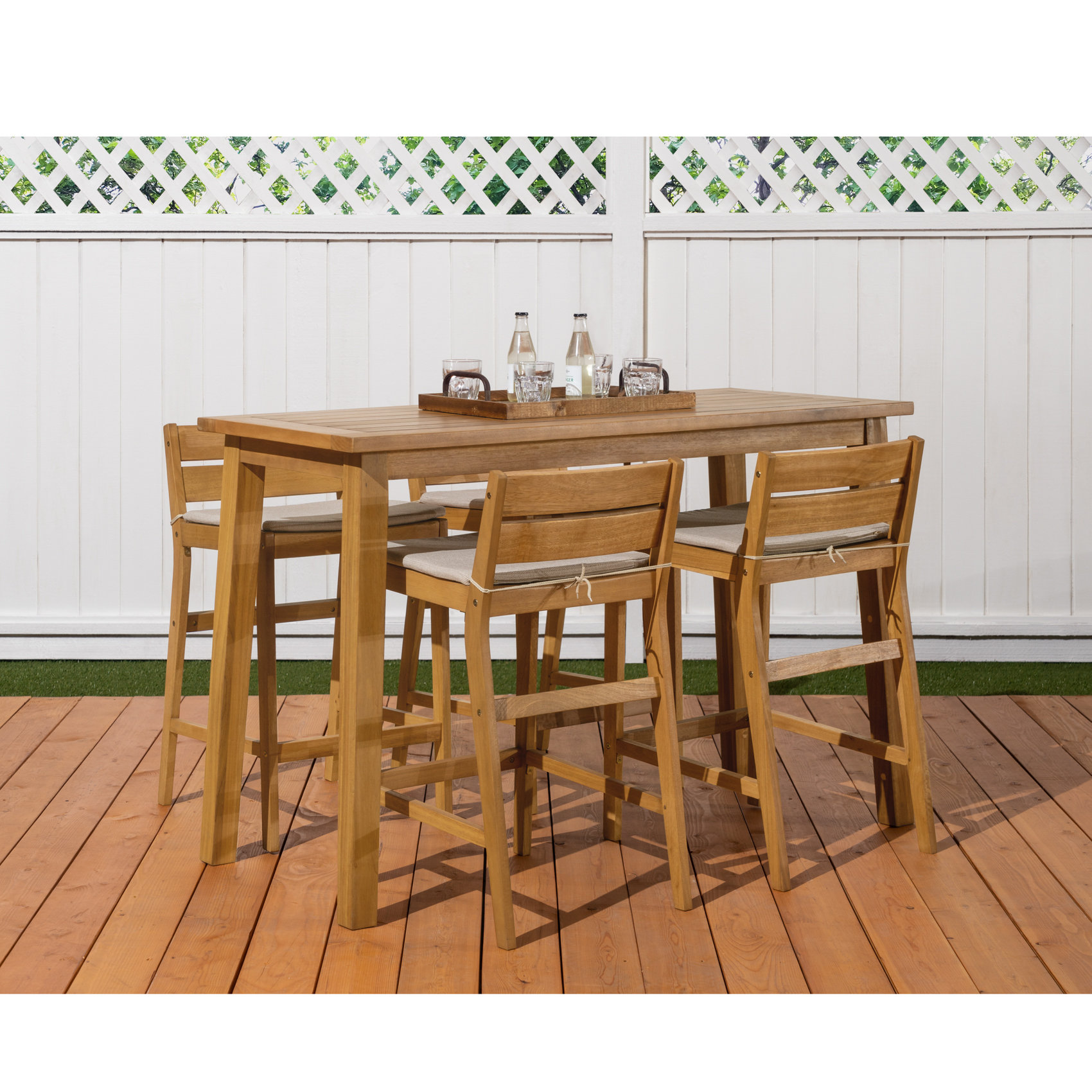 Breakwater Bay Glisson 5 Piece Teak Bar Height Dining Set With