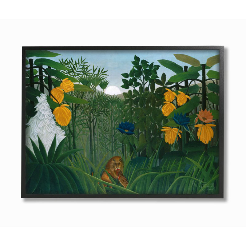 World Menagerie Jungle Sunrise Lion Conflict Illustration By Henri Rousseau Painting Print Wayfair
