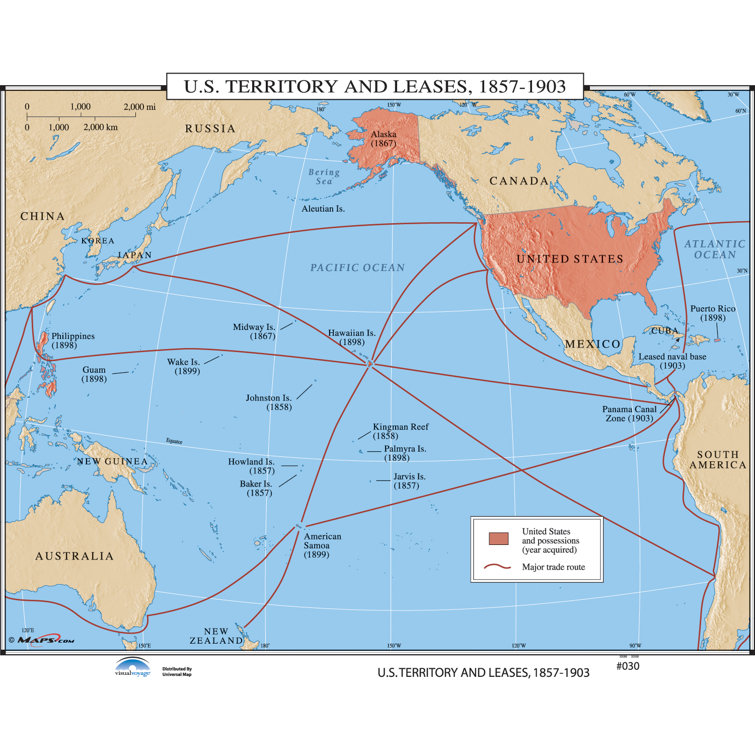 Map Of Us Territories Universal Map U.s. History Wall Maps - U.s. Territory & Leases | Wayfair