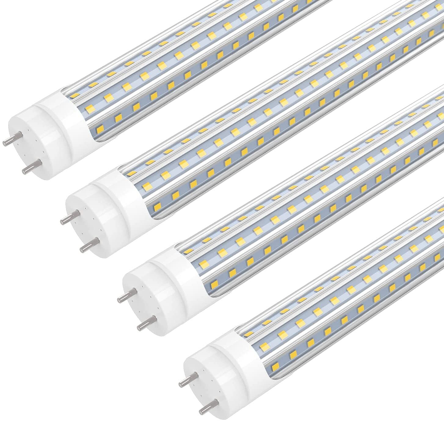 10-PACK 40W 8 Foot T8 T12 LED Light Tube R17D Base Dual-Ended Power Clear 6000K 