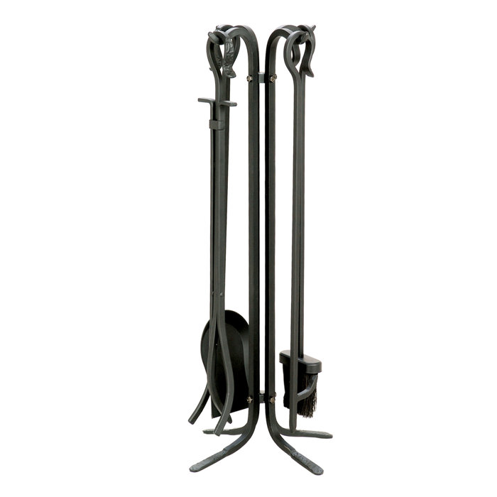 Millwood Pines Echeverria 5 Piece Wrought Iron Fireplace Tool Set