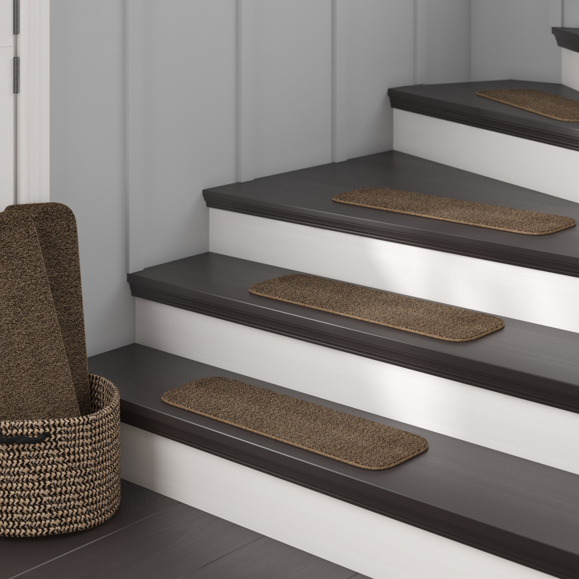Premium Carpet Stair Tread Sets Object Charcoal 24" x 8"