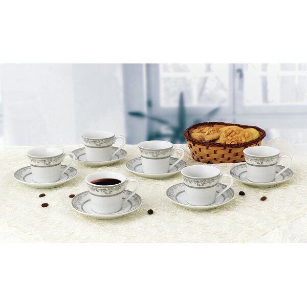 12 Pcs Stunning Espresso Turkish Coffee Cups w Holders Saucers Set of 6 2.5Oz 