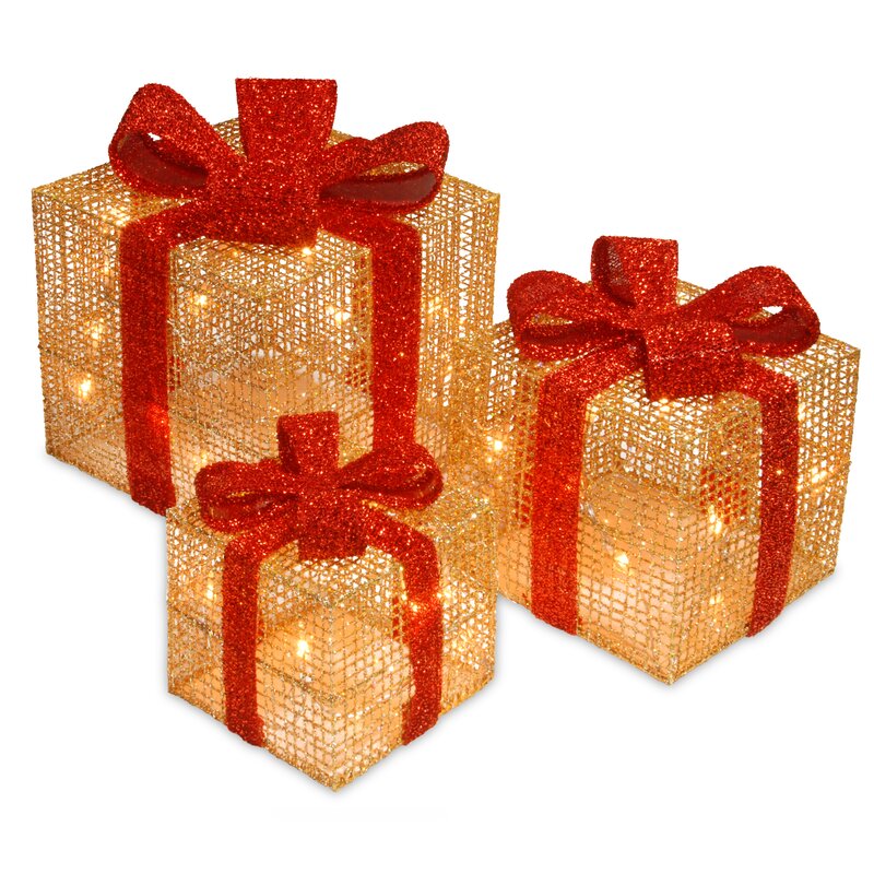 3 Piece Gift Box Lighted Display & Reviews | Birch Lane