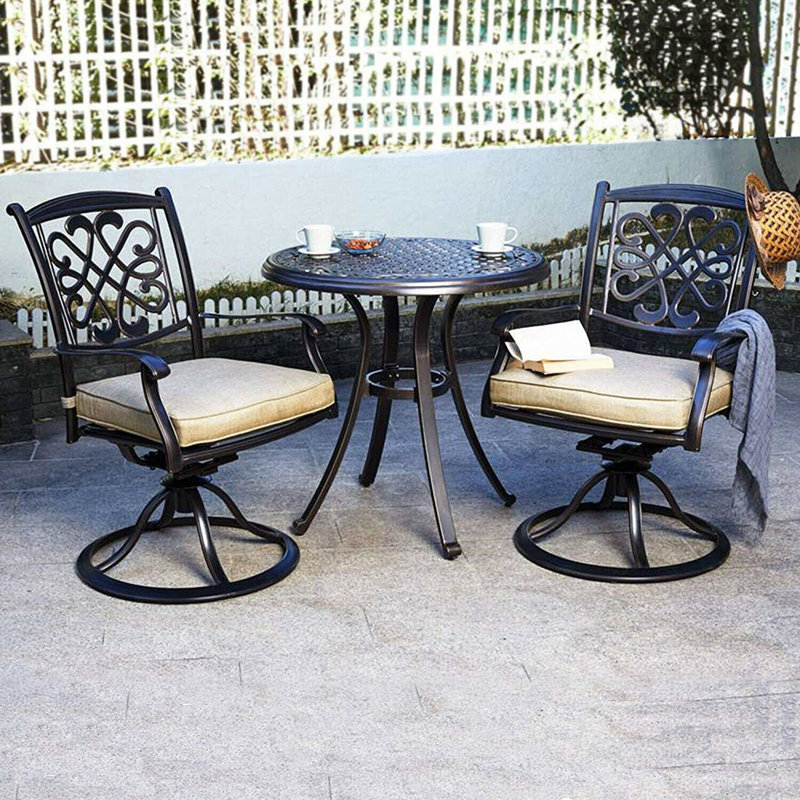 Fleur De Lis Living 2piece Bistro Table Chairs Set Cast Aluminum Dining Table Patio Glider Chairs Wayfair