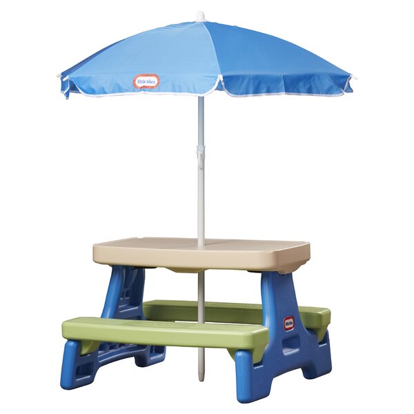 little tikes folding picnic table with umbrella