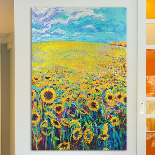Red Barrel Studio Iris Scott Sunflower Triptych Panel I Painting