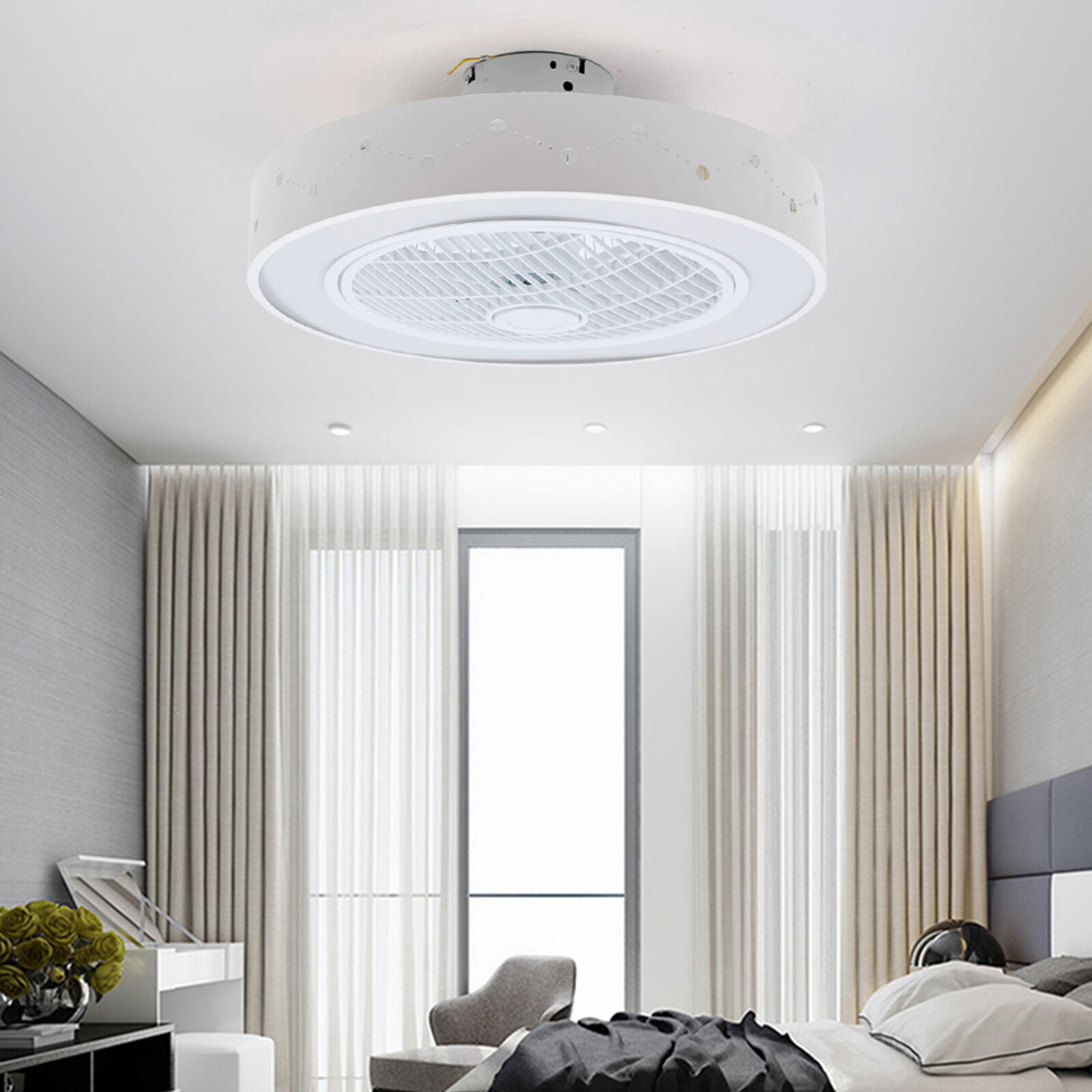 Latitude Run® 22'' 7 - Blade LED Bladeless Ceiling Fan with Remote Control  and Light Kit Included & Reviews | Wayfair