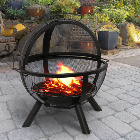 Geanine 34.6'' H Steel Charcoal Outdoor Fireplace