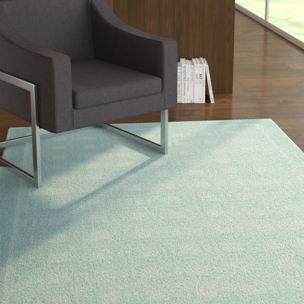 Ebern Designs Lasalle Geometric Wool Aqua Blue Area Rug Reviews Wayfair