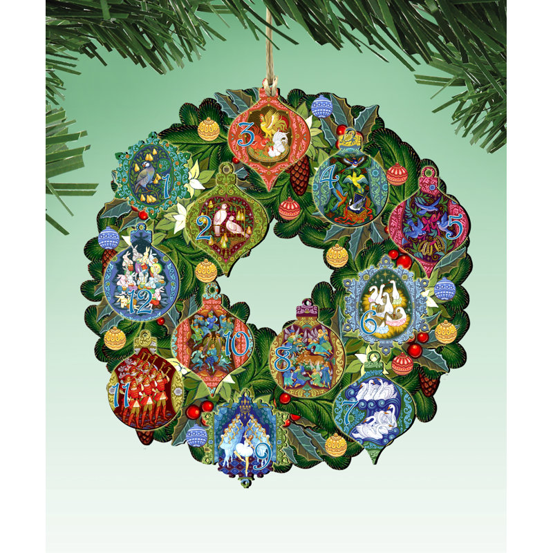 The Holiday Aisle 12 Days Of Christmas Wreath Hanging Wood Ornament Wayfair