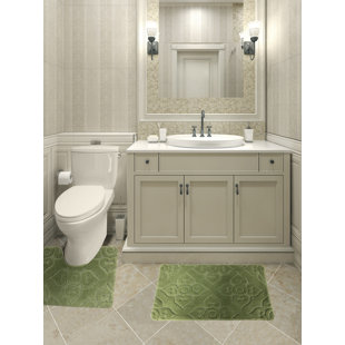 2 Piece 100/% Cotton Bath Mat Set Non Slip Pedestal /& Mat Set Toilet Bathroom