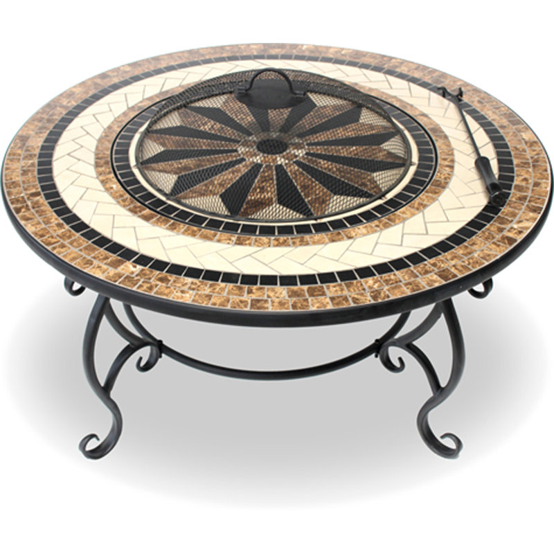 Sol 72 Outdoor Freese Steel Charcoal Wood Burning Fire Pit Table