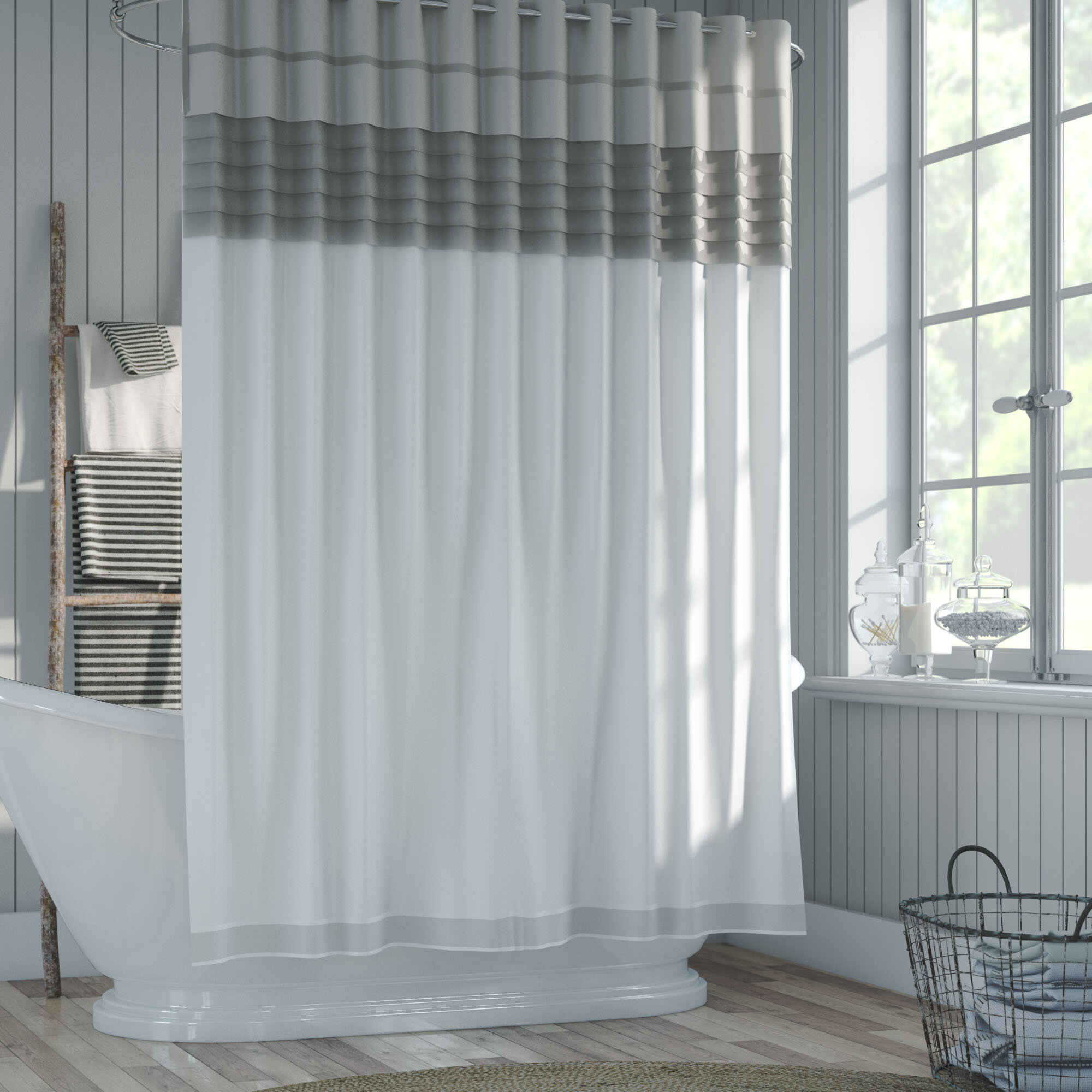 Bathroom Stripe Mould-Resistant Bath Shower Curtain BLACK #259 Made By Croydex 