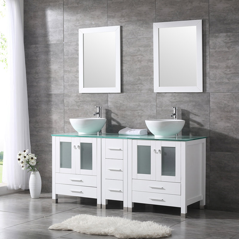 Ebern Designs Nirvelli 60 Double Bathroom Vanity Set With Mirror Reviews Wayfair