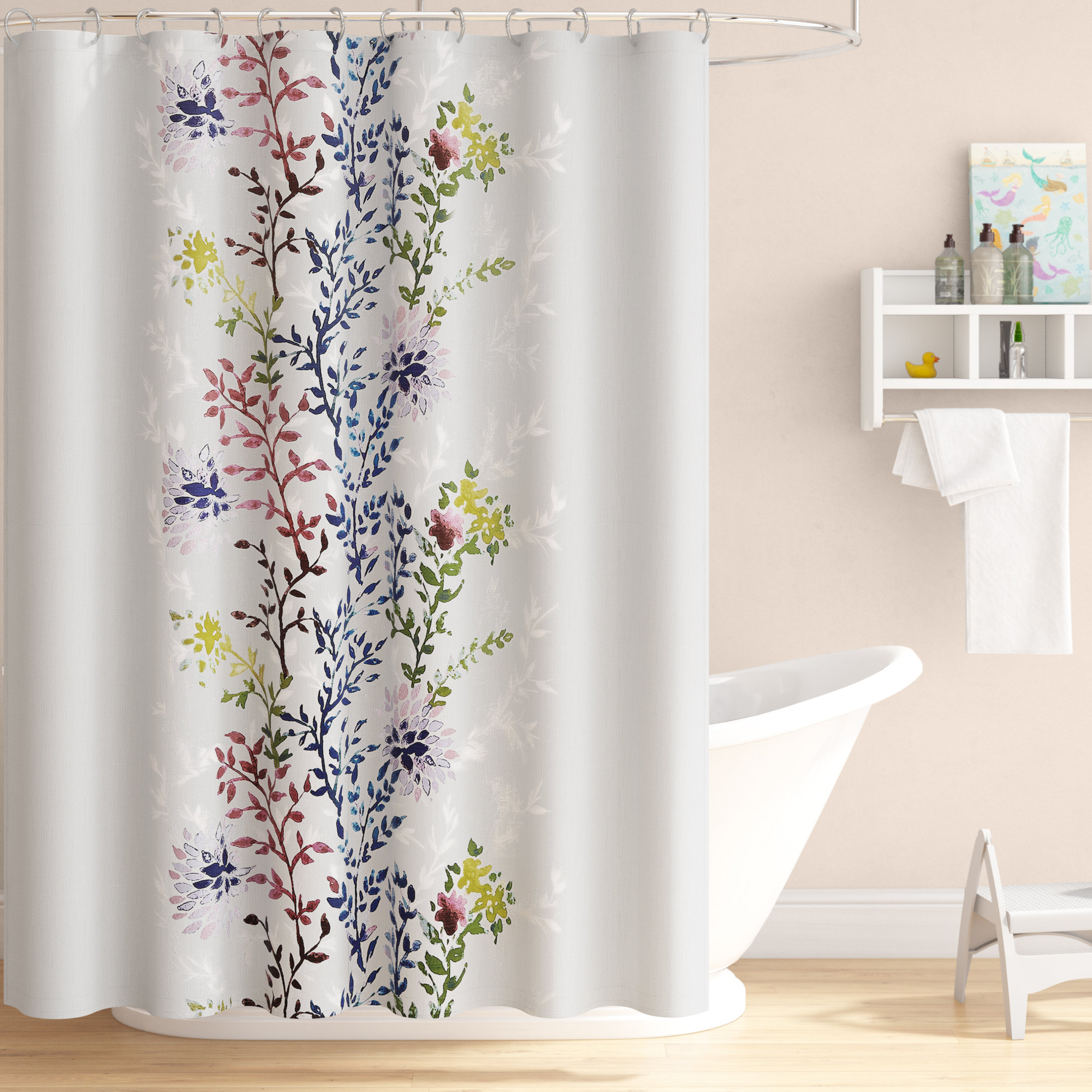 Charlton Home Almaguer Dahlia Cotton Single Shower Curtain Reviews Wayfair