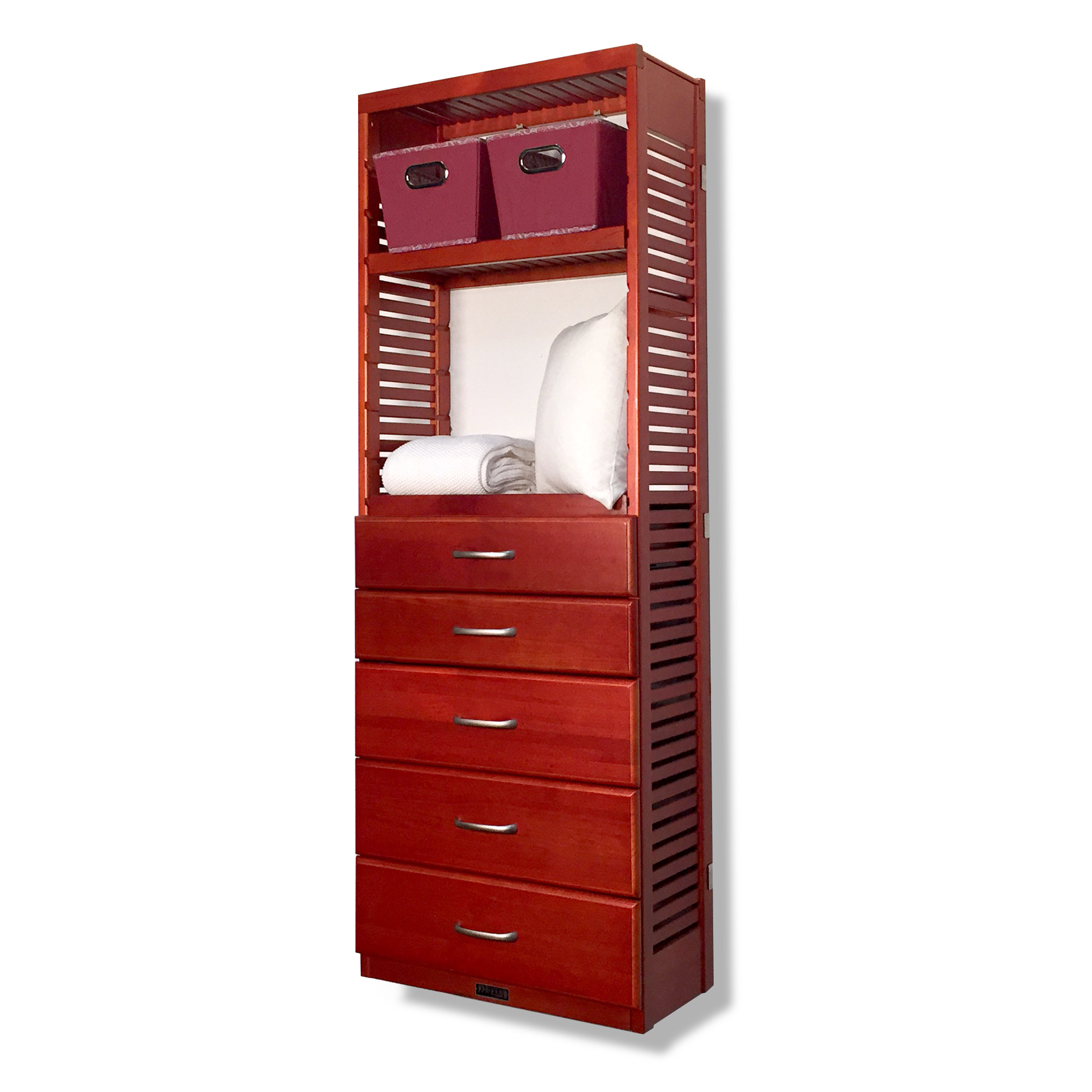12 W Deep Solid Wood Premier 5 Drawer Storage Tower