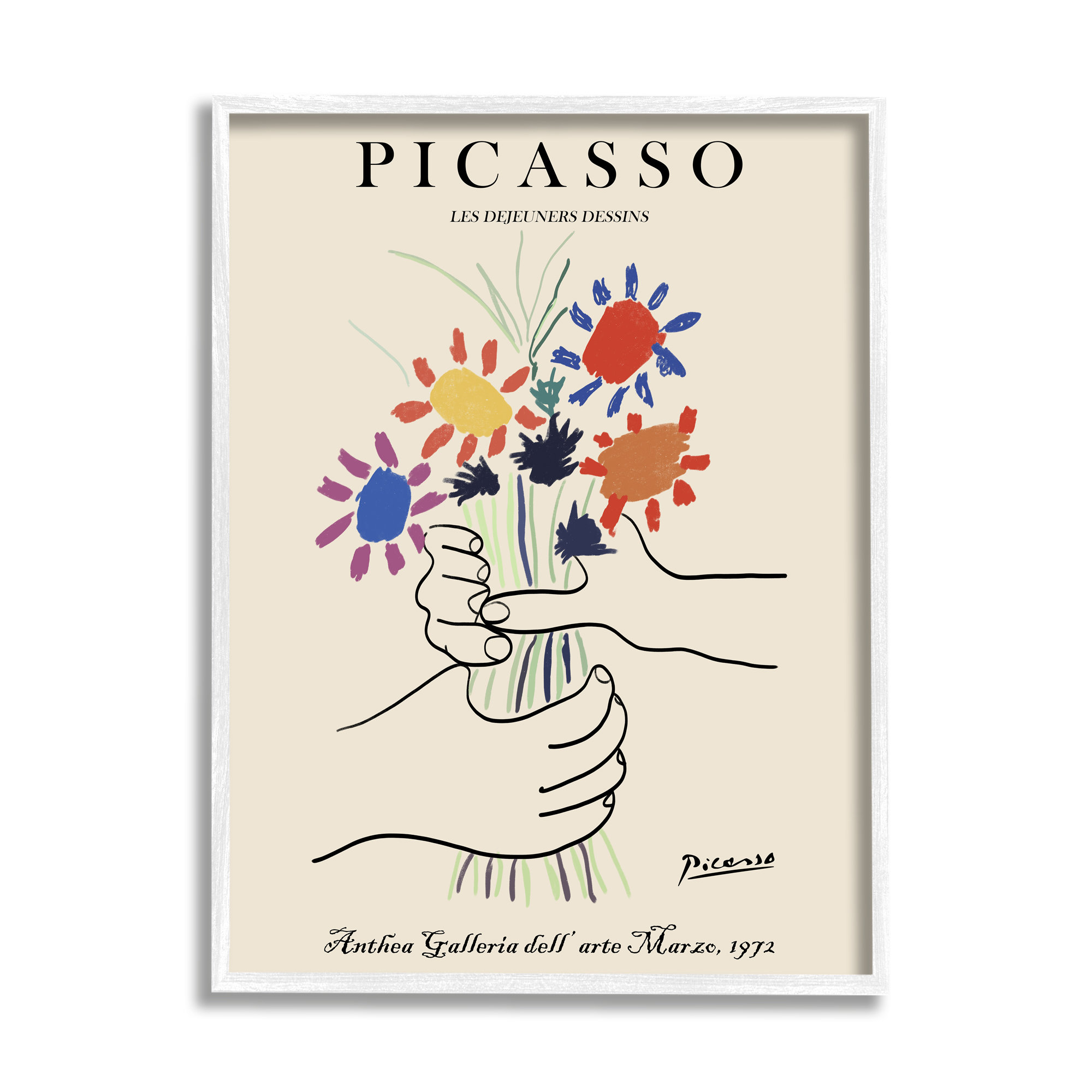 Stupell Industries Classical Picasso Floral Painting Hands Holding