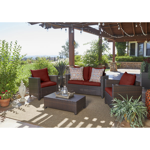 Wayfair Beachcrest Home Belva 4 Piece Rattan Sofa Set With Cushions
