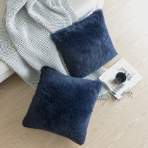 navy fur pillow