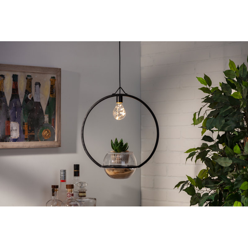 Gracie Oaks Deangelis 1 Light Single Globe Pendant With Wrought Iron Accents Wayfair
