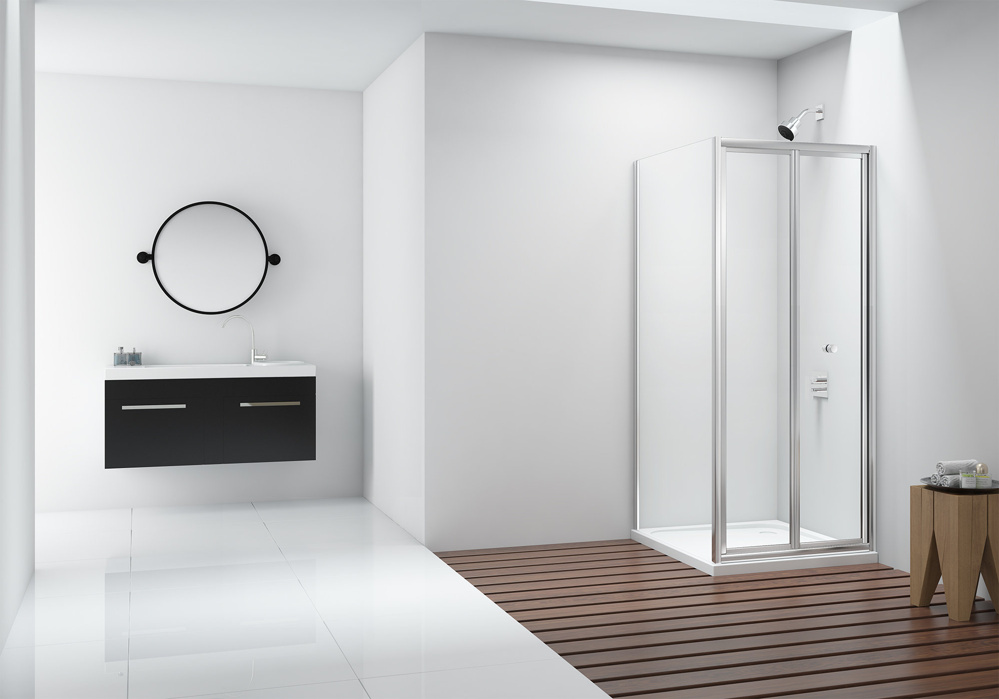 Belfry Bathroom Steephill Framed Impact Resistant Glass Bifold