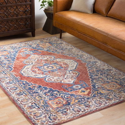 Richmond West Traditional Vintage Fl Blueorange Area Rug Vintage Fl Blueorange Area Rug