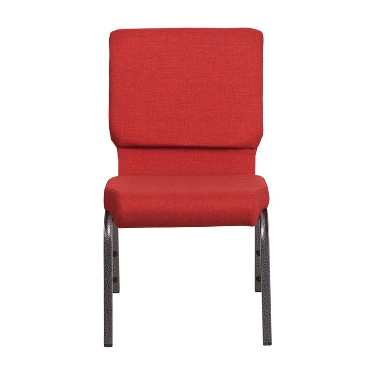 18.5'' Wide Red Color Fabric Stacking Church Chair with Silver Vein Frame 
