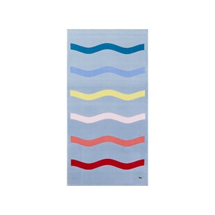 LACOSTE Pop Cotton Stripe Logo-Print Beach Towel 