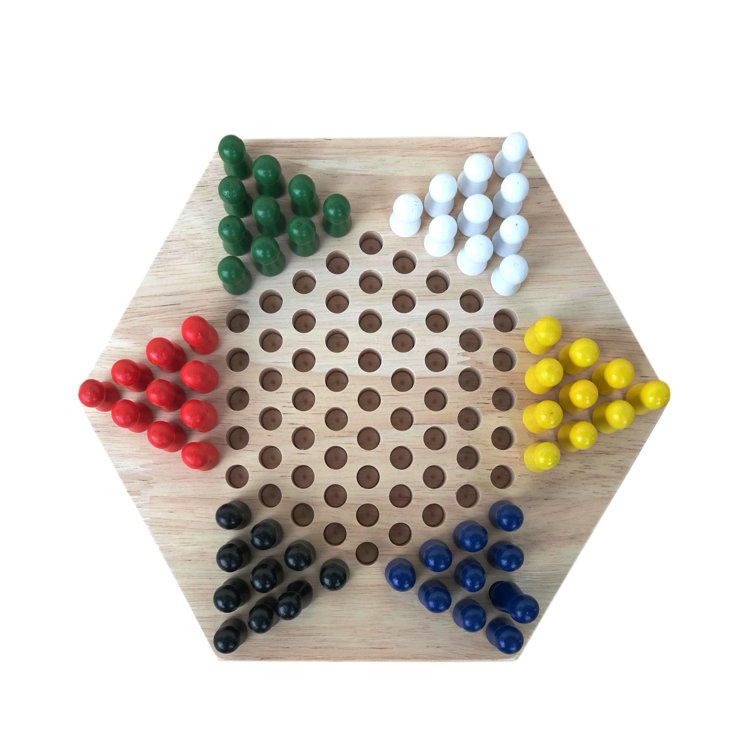 Fixturedisplays®Wood Chinese Checkers 60-Pc Jump Board Game Tiaoqi Board Game Up To 6 Strategy 18614 | Wayfair