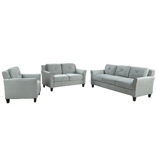 Chives Button Tufted 3 Piece Living Room Set by Red Barrel Studio