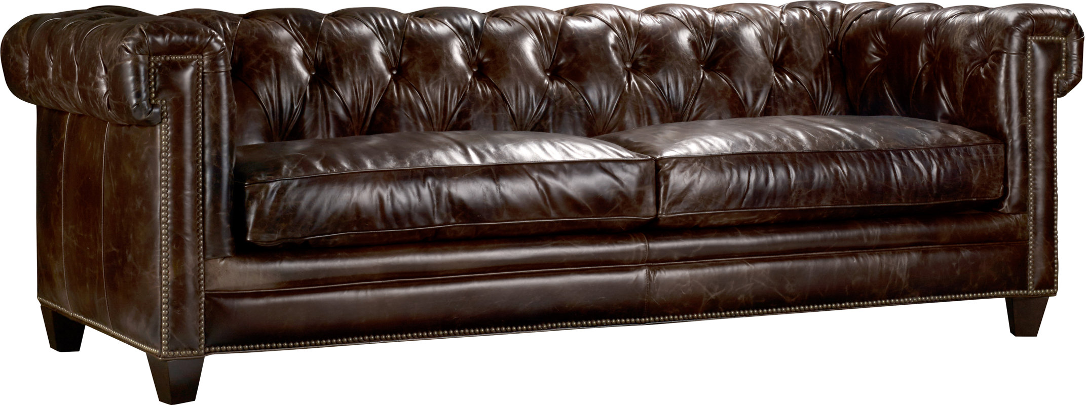 Hooker Furniture Imperial Regal Stationary Leather Chesterfield