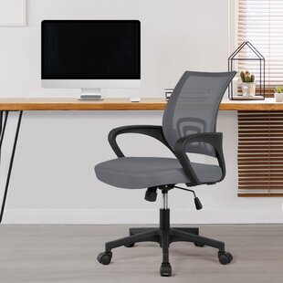 Grey Grey Office Chair Ergonomic Computer Chair Mesh Desk Chair with Arms and Back Support Height Adjustable Chair with Tilt Function 360° Swivel Chairs for Home Office 