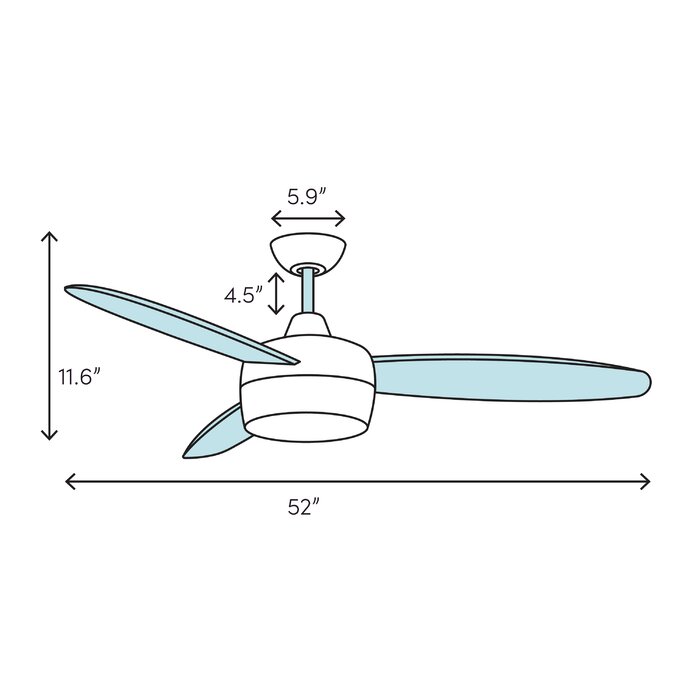 52 Cairo 3 Blade Led Ceiling Fan With Remote Light Kit Included