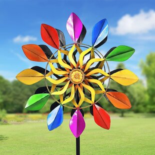 Windmills for Yard Garden Metal Wind Spinner Catcher Patio Outdoor Solar Wind Spinner Catcher with Metal Stake Unique and Magical Metal Windmill Wind sculptures & Spinners Move with The Wind
