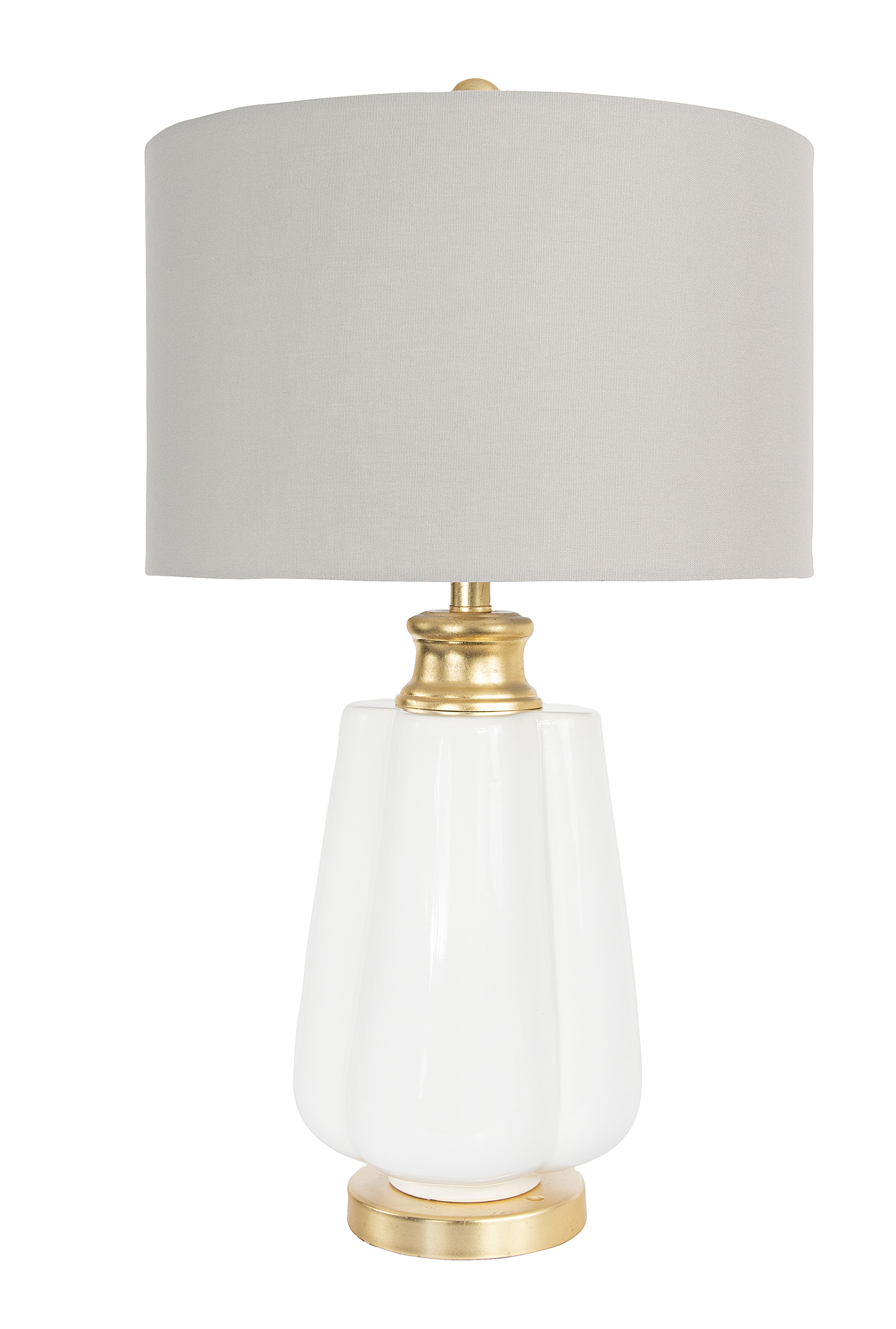 white and gold lamp shade