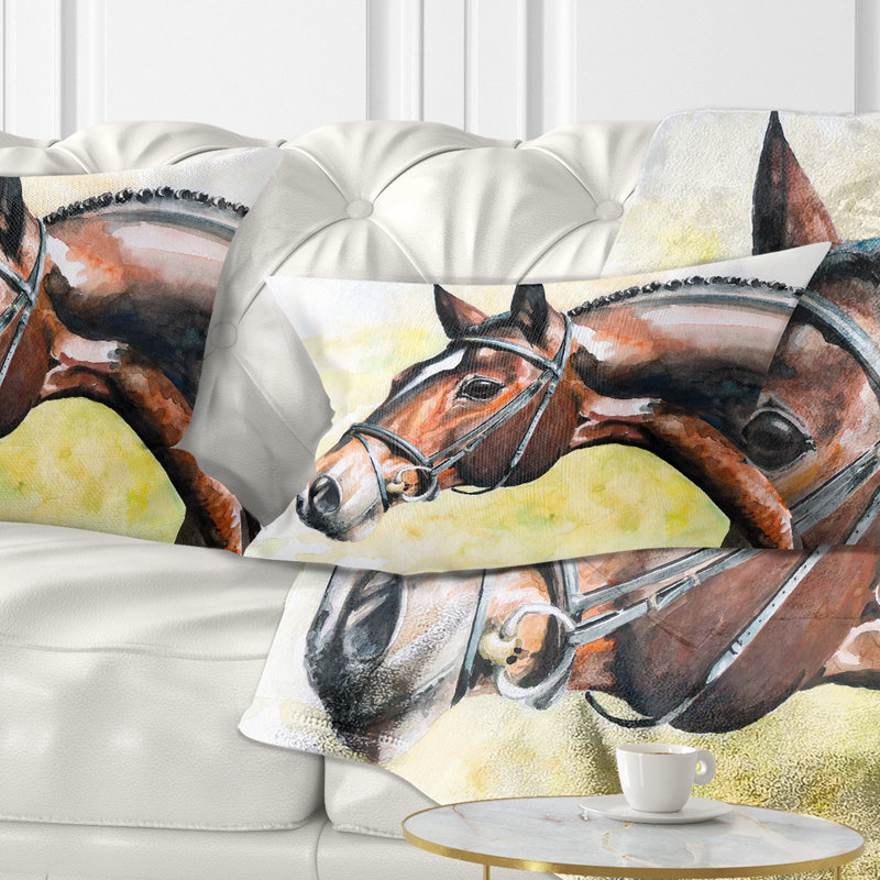 East Urban Home Abstract Horse Portrait Painting Lumbar Pillow