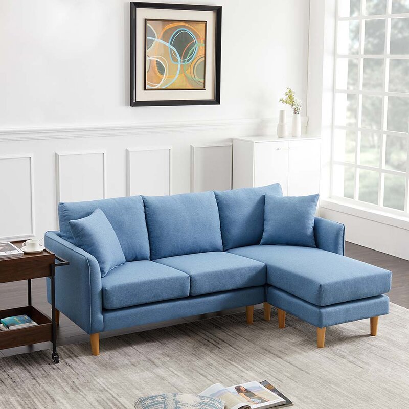 George Oliver Blue Corner Sofa | Wayfair.ca