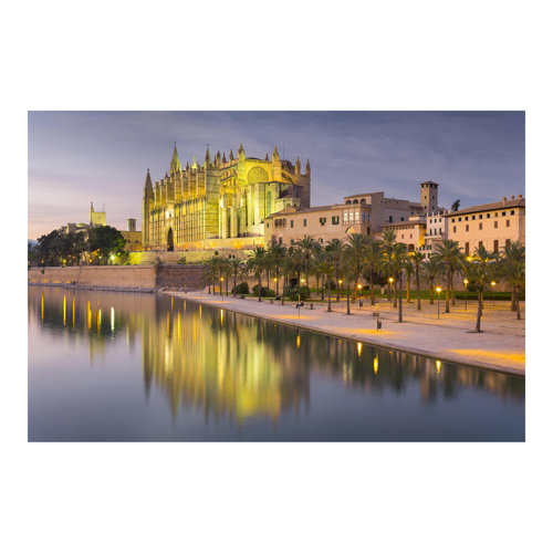 Mallorca Cathedral Water Reflection 3.2m x 4.8m Textured Matte Peel & Stick Wall Mural East Urban Home