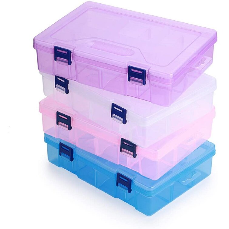 Clear Office School Storage Organizer Box Assorted Colors, 6 Pieces Plastic Pencil Box Brush Painting Pencils Storage Box Watercolor Pen Container Drawing Tools