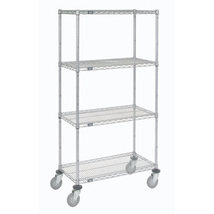 Go to store & view more images Nexel Wire Shelf Stem Caster Truck 4 Shelf Shelving Unit